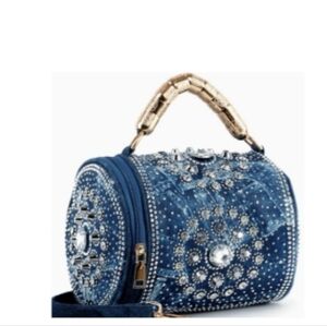 Embellished Blue Designer Handbag